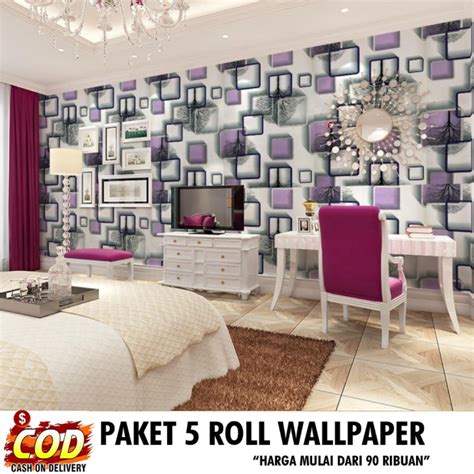 Promo Paket 5 Roll Wallpaper Stiker Dinding Wallpaper Ruang Tamu