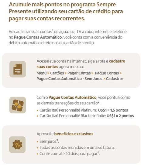 Pague Contas Autom Tico De Contas De Consumo Nos Cart Es Itaucard Sem