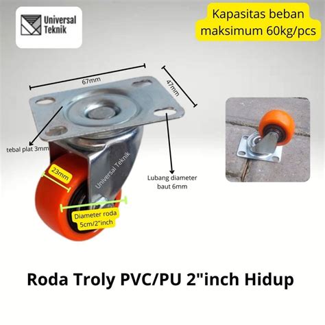 Jual Roda Troli PVC PU Hidup 2 Inch Orange Roda Caster Kastor Shopee