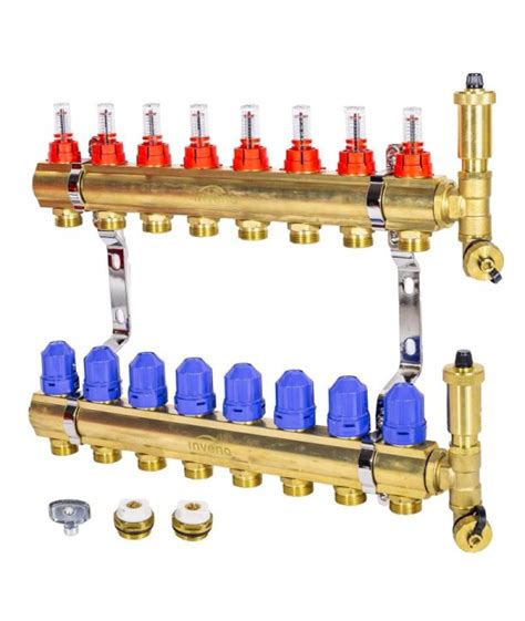ROZDZIELACZ MOSIĘŻNY OGRZEWANIA PODŁOGOWEGO PLUS 8 obiegowy INVENA
