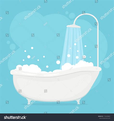 White Bathtub Shower Bathroom Vintage Bath Stock Vector (Royalty Free ...