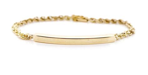 12ct Yellow Gold ID Bracelet with Rope Chain - Bracelets/Bangles ...