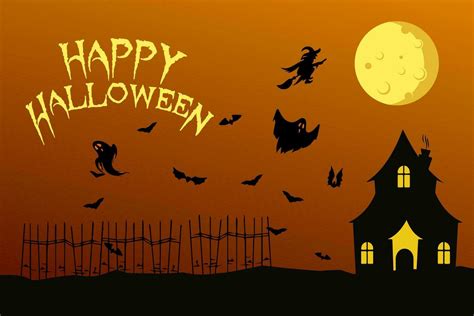 Happy halloween event flat banner vector template. halloween template ...