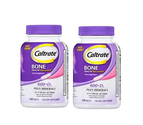 Caltrate Bone Health Advanced Calcium Supplement 600 D3 Plus Minerals 120 Tablets 2 Pack