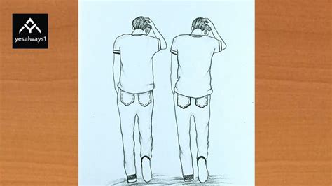 How to draw boy backside drawing || boy best friend drawing step by step || easy pencil drawing