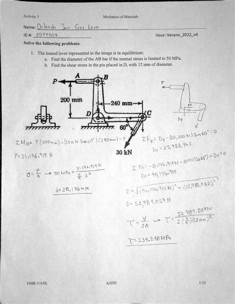 Tarea 3 Mec De Materiales Activity 3 Mechanics Of Materials Name ID