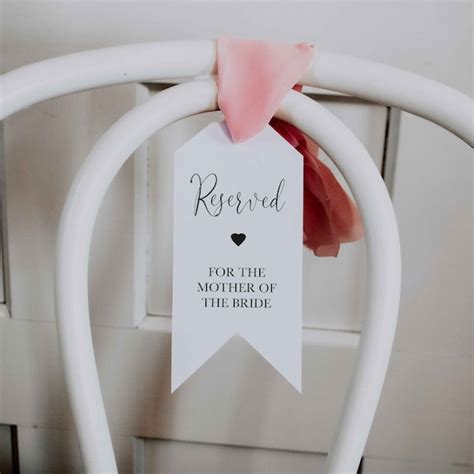 Juliet Reserved Chair Tag Minimalist Wedding Chair Tag Editable