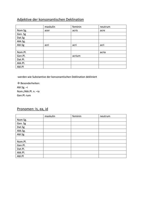 Adjektive Der Konsonantischen Deklination Unterrichtsmaterial Im Fach