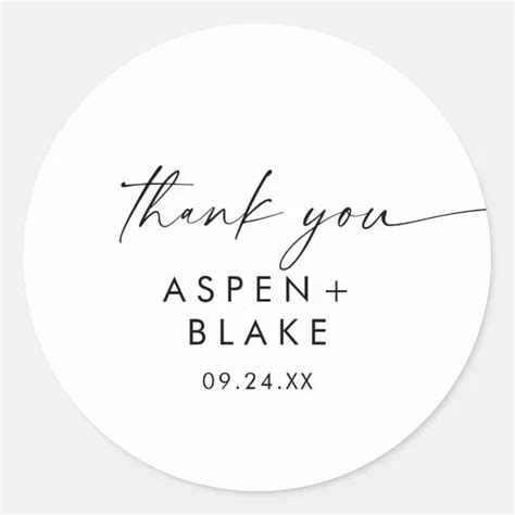 Modern Script Thank You Wedding Favor Sticker Zazzle Nl