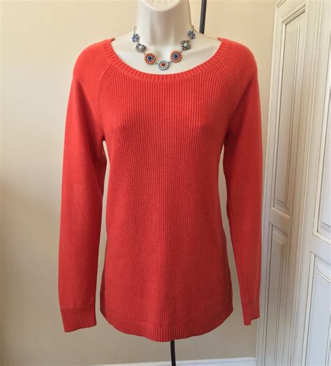 Talbots Long Sleeve Red Elbow Patches Scoop Neck Sweater ~ Womens Size