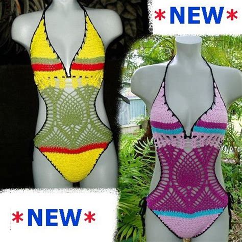 Custom Crochet RASTE Tri Color Monokini Swimsuit Bikini W Your Etsy