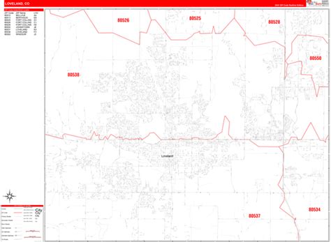 Loveland Colorado Zip Code Wall Map (Red Line Style) by MarketMAPS ...