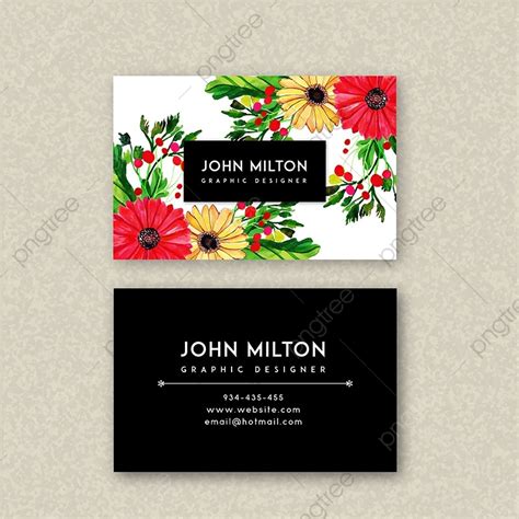 Watercolor Floral Visiting Card Template Download on Pngtree