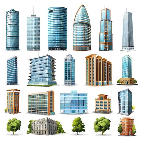 Premium Vector A Collage Of Different Buildings Including One With