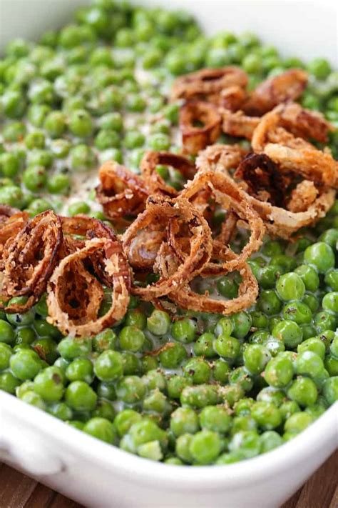 Creamed Peas With Fried Shallots Thanksgiving Side Dish Mantitlement