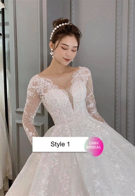 Dreamy Princess Long Sleeves Deep V Neck Floral Lace Whiteivory Ball Gown Wedding Dress