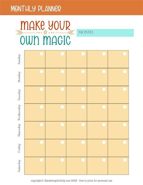 Make Your Own Magic Free Printable Motivational Planner