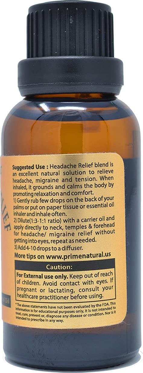 Prime Natural Headache Relief Essential Oil Blend 30ml 1oz Natural