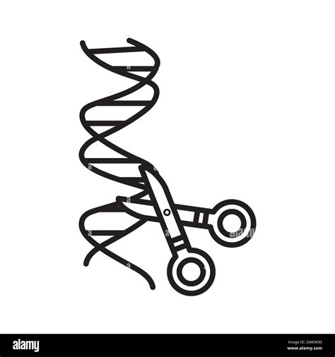 Genome Editing Icon Black Line Art Vector In Black And White Outline