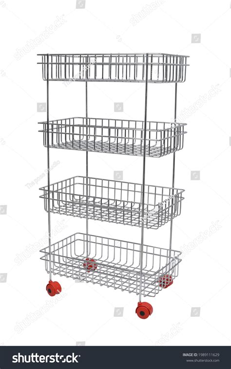 Stainless Steel Fruits Vegetable Trolley Basket Stock Photo