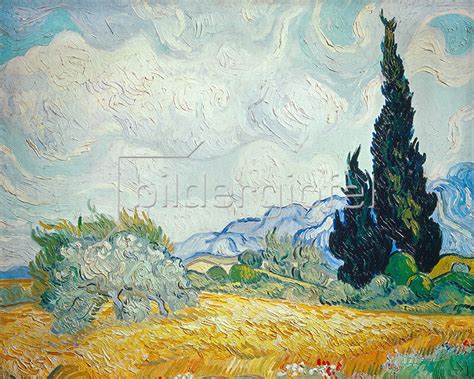 Weizenfeld Mit Zypressen Und Bl Hendem Baum Von Vincent Van Gogh