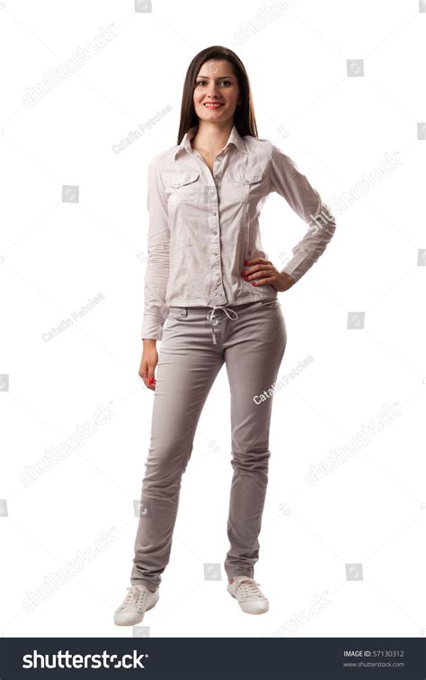 Confident Business Woman Standing Wearing Casual Clothes Isolated On