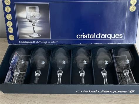 Cristal D Arques Matignon Verres Vin Cl Grav S En Relief Eur