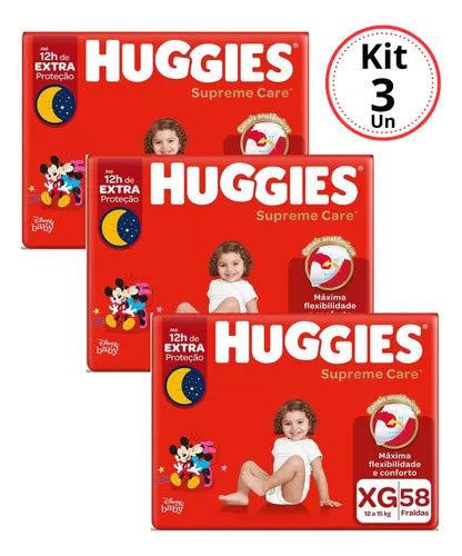 Kit Fraldas Infantil Descart Veis Huggies Supreme Care Xg