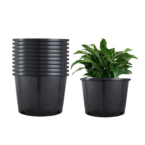 Buy Tinvhy 10 Pack 5 Gallon Squat Premium Black Nursery Pot Container Garden Er Pots 5 Gallon