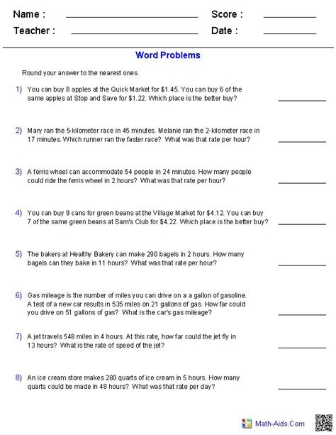 Word Problems Ratios Pdf