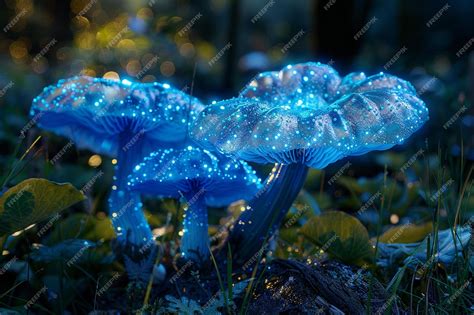 Premium Photo Bioluminescent Mushrooms In A Magical Woodland Oct