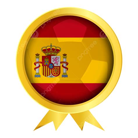 Spain Flag In Golden Badge World Cup 2022 Flag Badge World Cup 2022