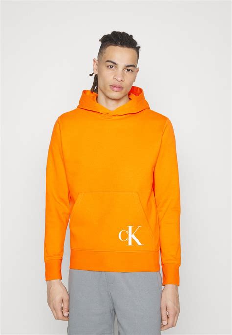 Calvin Klein Jeans Color Off Placed Monogram Hoodie Sweater Vibrant Orangeoranje Zalandonl