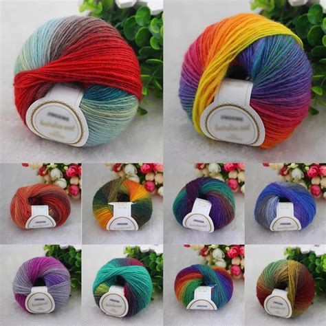 1 Ball X50g Strick Chunky Hand Woven Woolen Regenbogen Wolle Bunte