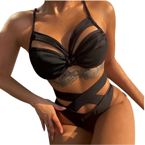 Quyuon Plus Size Bikini Swimsuits For Women Piece High Waisted