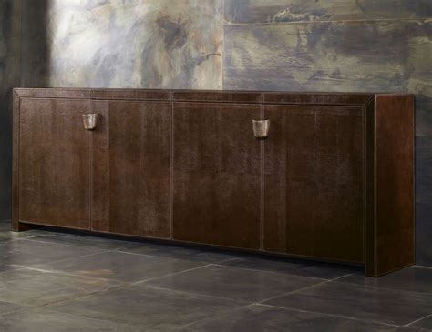 Shiroma 6007big Luxury Italian Sideboard Upholstered In Brown Leather