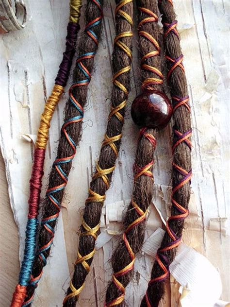 5 Custom Dreads Hair Wraps And Beads Bohemian By Purplefinchstore