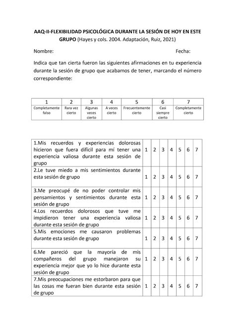 CONDUCTISMO CONTEXTUAL AAQ II GRUPAL ADAPTACIÓN DEL AAQ II DE HAYES Y