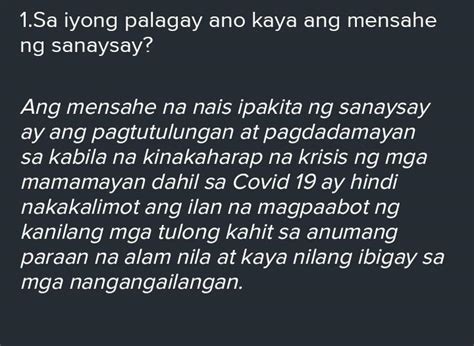 Sa Iyong Palagay Ano Kaya Ang Mensahe Ng Sanaysay Brainly Ph