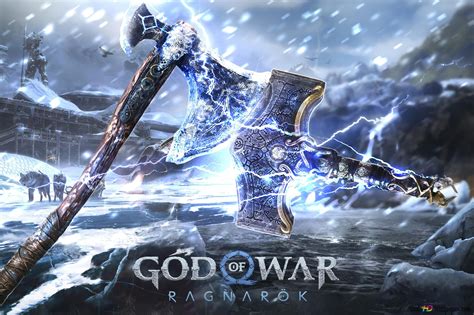 God Of War Ragnarok Kratos Axe And Thor S Hammer 4k Wallpaper Download