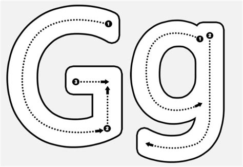 The Letter G Is Made Up Of Dotted Lines And Dots With Arrows Pointing