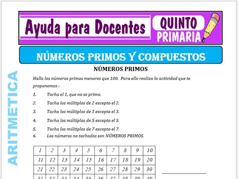 Actividades De N Meros Primos Y Compuestos Para Quinto De Primaria