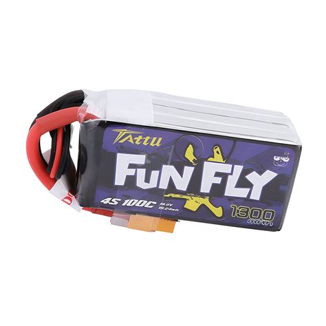 TATTU FUNFLY 4S 14 8V 1300mAh 100C 4S1P LiPo Battery XT60 Plug For RC