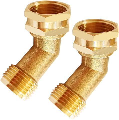 Uenede Brass 3 4 GHT Threaded 45Elbow Swivel Garden Hose Connector