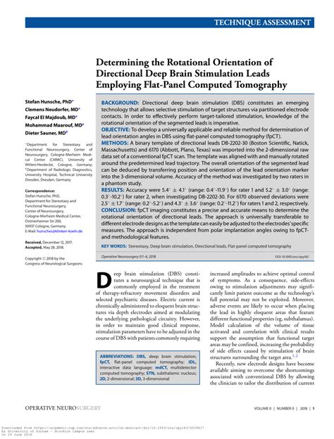 Pdf Determining The Rotational Orientation Of Directional Deep Brain Stimulation Leads