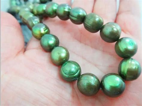 HOT Wholesale HUGE 18 12 13MM NEAR TAHITIAN GREEN PEARL NECKLACE