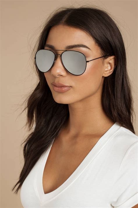 Womens Aviator Sunglasses Black Aviators Mirrored Aviators Tobi