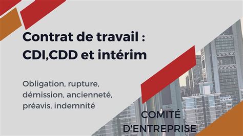 les différents contrats de travail CDI CDD INTÉRIM YouTube