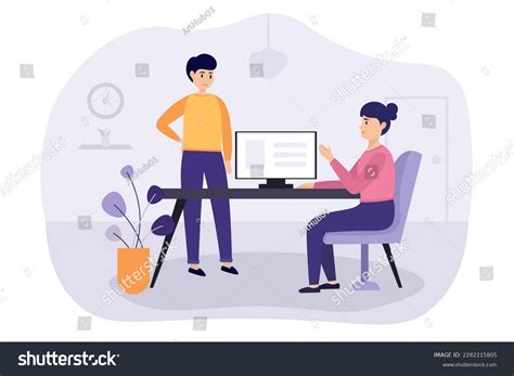 Cartoon Characters Working Programmers Together Young Stock Vector ...