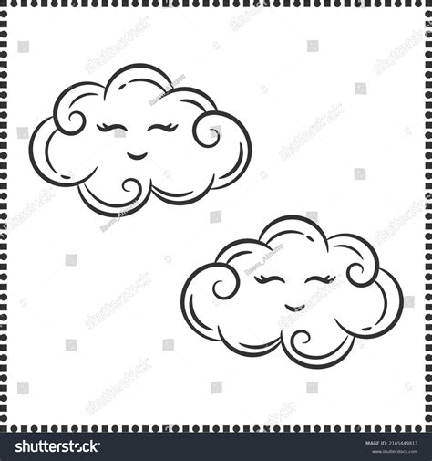 Printable Cute Drawing Cloud Sketch Coloring Stock Vector (Royalty Free ...